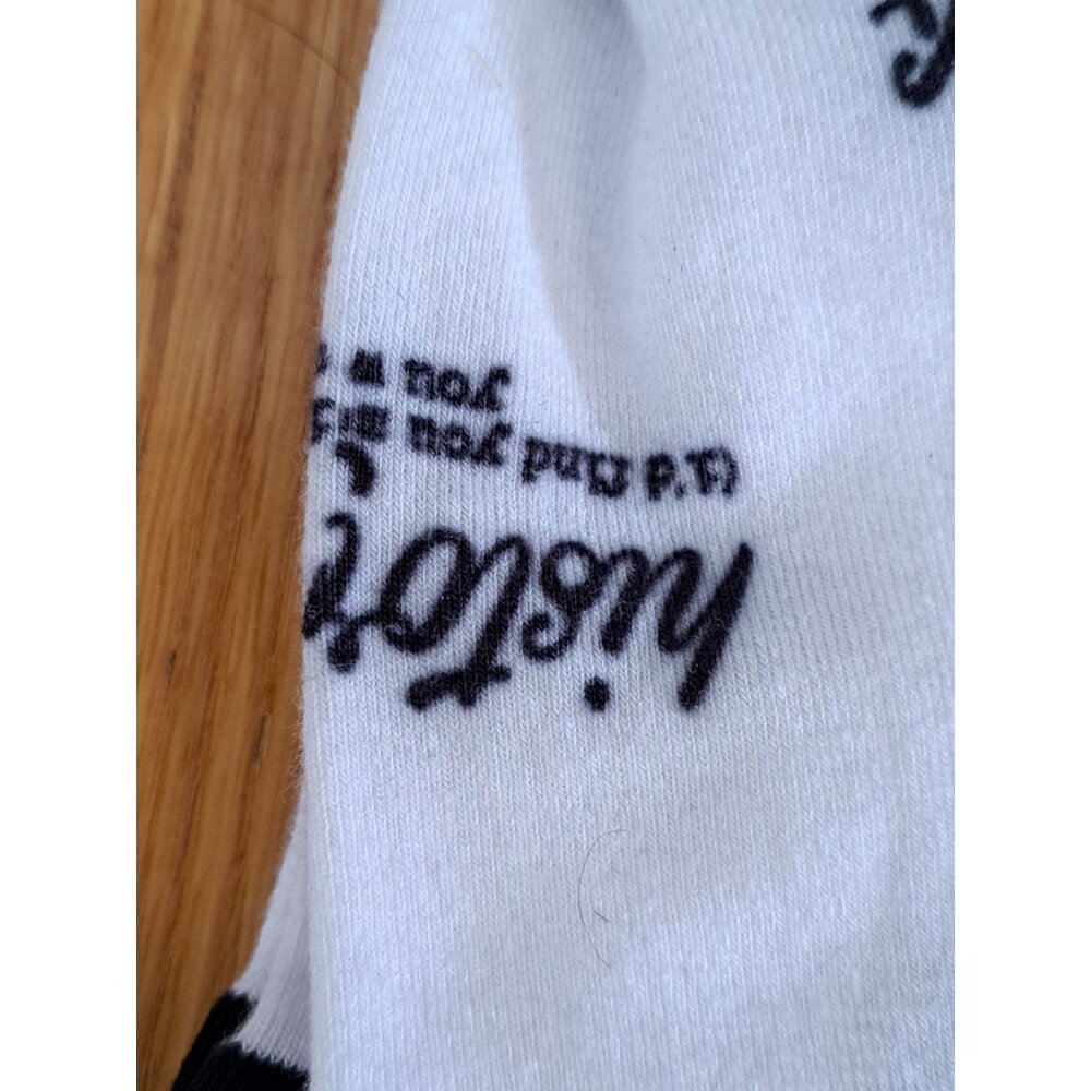 New Redbubble History Buff Socks Graphic Text Black White Novelty Women's 5-14 - Picture 2 of 7